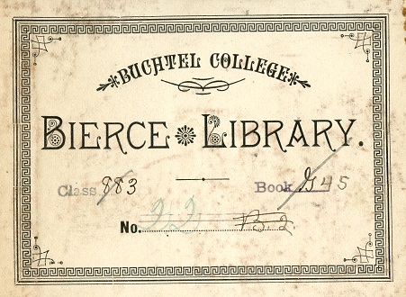 Bierce Library book plate record.