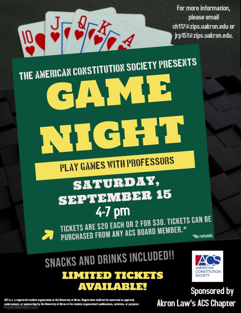 Game Night - Saturday September 15 from 4 to 7 PM