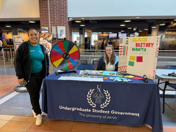 USG members tabling in the Student Union for Black History Month.